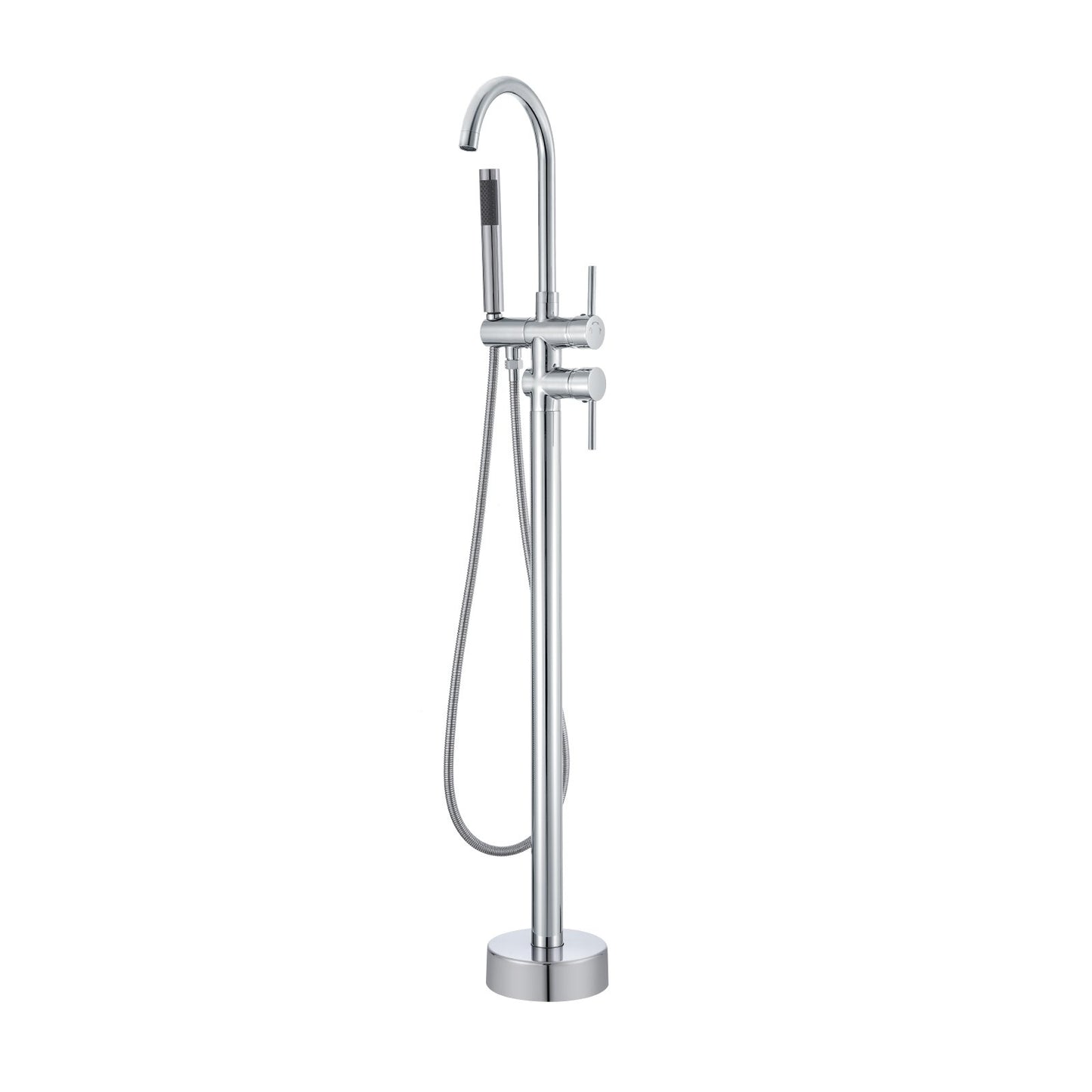 Freestanding bathtub faucet, floor mounting, freestanding bathtub filling, shower mixer, two water settings, 360° rotatable spout, for bath and shower Pet bath Drain cleaning Toilet flushing