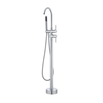 Freestanding bathtub faucet, floor mounting, freestanding bathtub filling, shower mixer, two water settings, 360° rotatable spout, for bath and shower Pet bath Drain cleaning Toilet flushing