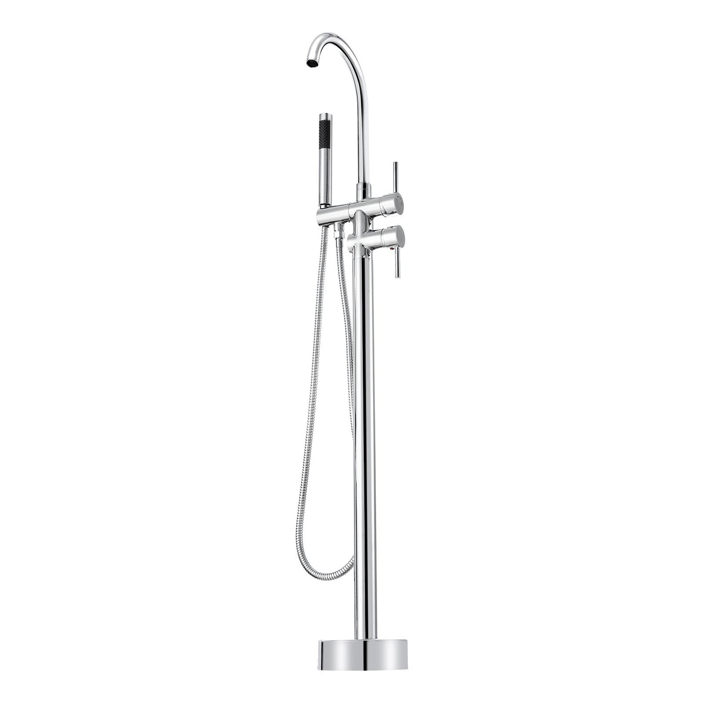 Freestanding bathtub faucet, floor mounting, freestanding bathtub filling, shower mixer, two water settings, 360° rotatable spout, for bath and shower Pet bath Drain cleaning Toilet flushing