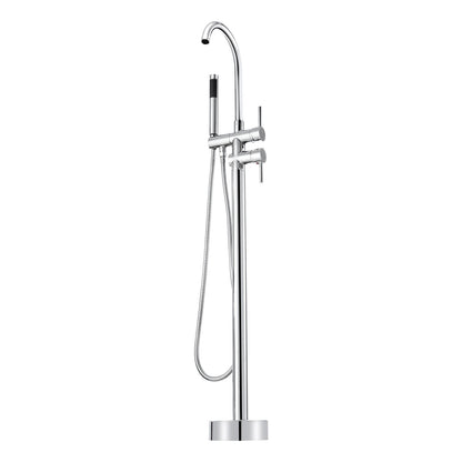 Freestanding bathtub faucet, floor mounting, freestanding bathtub filling, shower mixer, two water settings, 360° rotatable spout, for bath and shower Pet bath Drain cleaning Toilet flushing