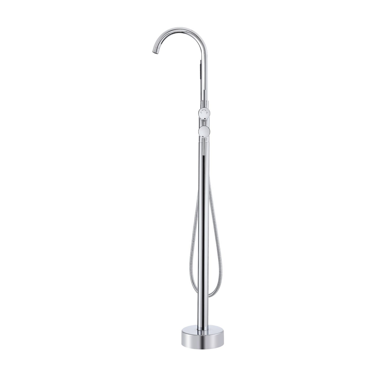 Freestanding bathtub faucet, floor mounting, freestanding bathtub filling, shower mixer, two water settings, 360° rotatable spout, for bath and shower Pet bath Drain cleaning Toilet flushing