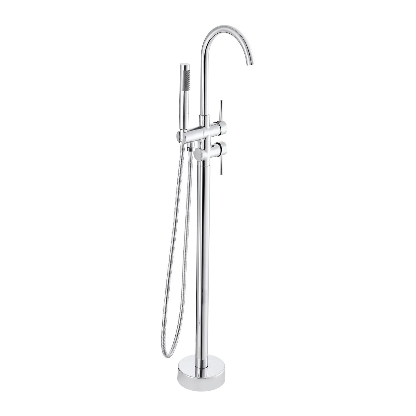 Freestanding bathtub faucet, floor mounting, freestanding bathtub filling, shower mixer, two water settings, 360° rotatable spout, for bath and shower Pet bath Drain cleaning Toilet flushing