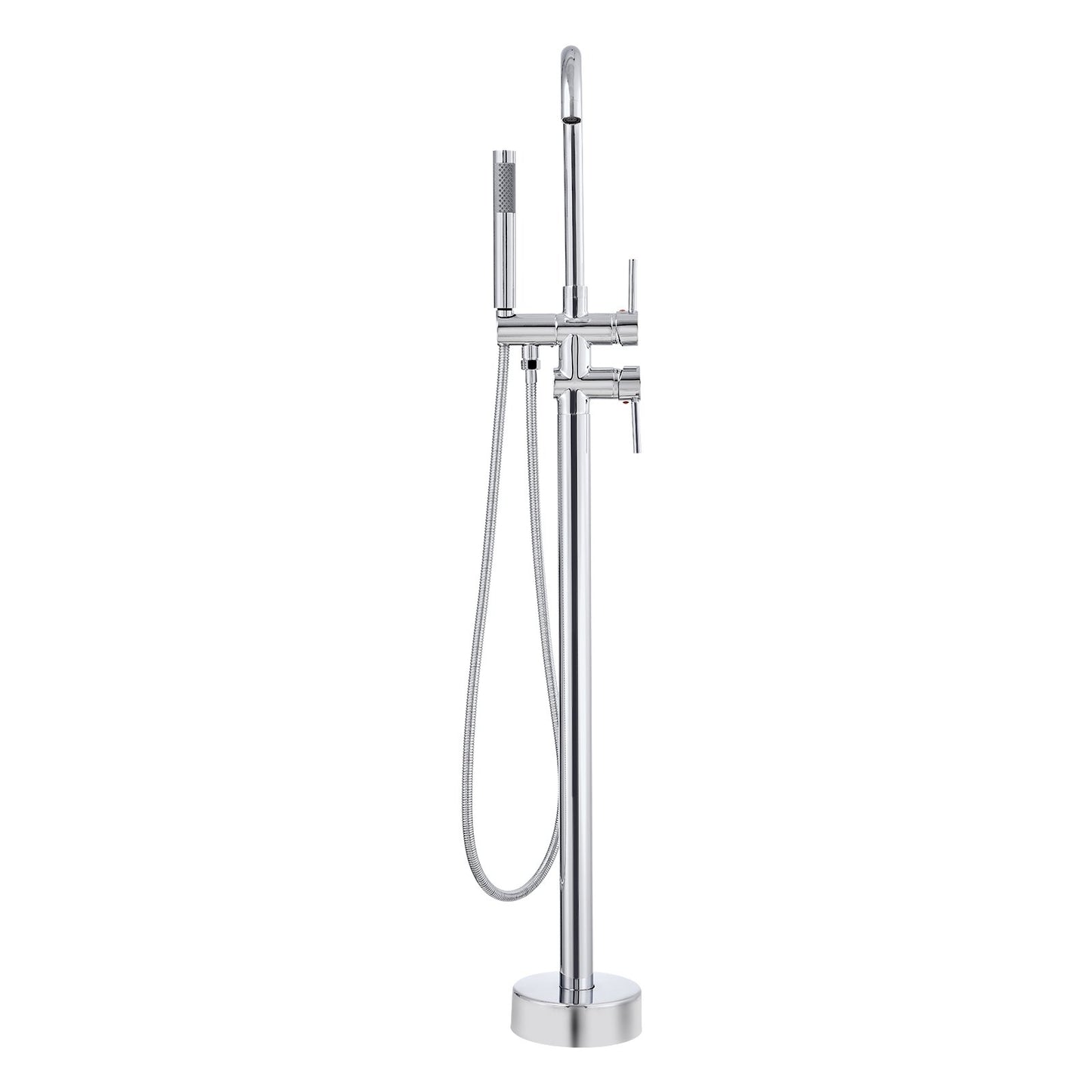 Freestanding bathtub faucet, floor mounting, freestanding bathtub filling, shower mixer, two water settings, 360° rotatable spout, for bath and shower Pet bath Drain cleaning Toilet flushing
