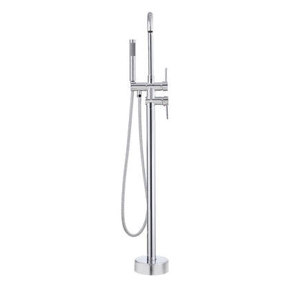 Freestanding bathtub faucet, floor mounting, freestanding bathtub filling, shower mixer, two water settings, 360° rotatable spout, for bath and shower Pet bath Drain cleaning Toilet flushing
