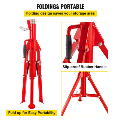 V Head Pipe Stand Justerbar höjd 28-52 tum 4500lbs/2 Tons Pipe Jack Stands Vikbart bärbart högt fällbart rörställ med V Head Vik A Trailer Jacks