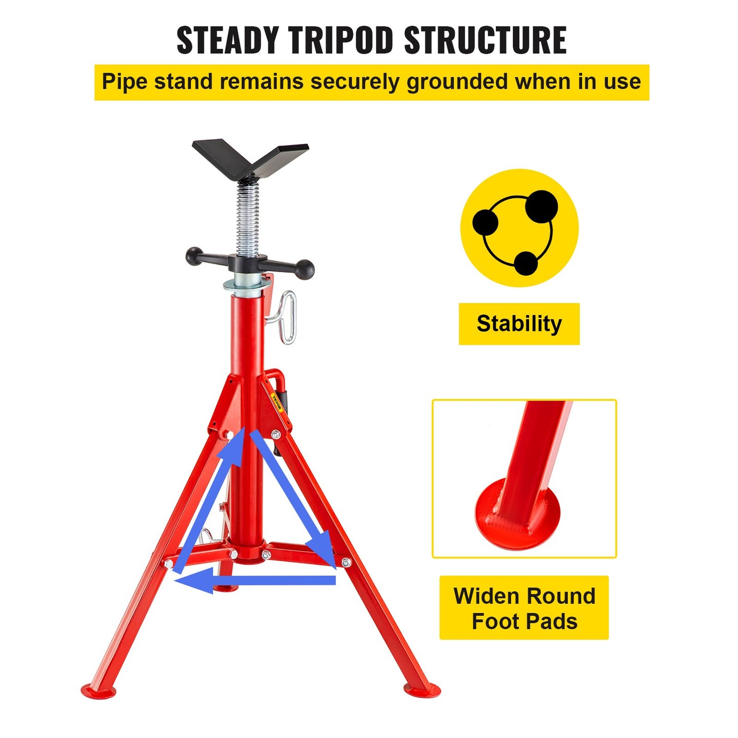 V Head Pipe Stand Justerbar höjd 28-52 tum 4500lbs/2 Tons Pipe Jack Stands Vikbart bärbart högt fällbart rörställ med V Head Vik A Trailer Jacks