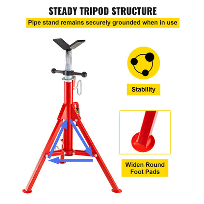 V Head Pipe Stand Justerbar höjd 28-52 tum 4500lbs/2 Tons Pipe Jack Stands Vikbart bärbart högt fällbart rörställ med V Head Vik A Trailer Jacks