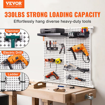 Pegboard-Wand-Organizer 32" x 32", 330 Pfund Tragkraft, Garagen-Pegboard-Organizer aus Metall, Wandhalterung, 25-teilig. Werkzeug-Aufbewahrungsset mit 2 Pegboards, Haken, Lagerbehältern, Regalgestell für Lager, Garage, Geschäft