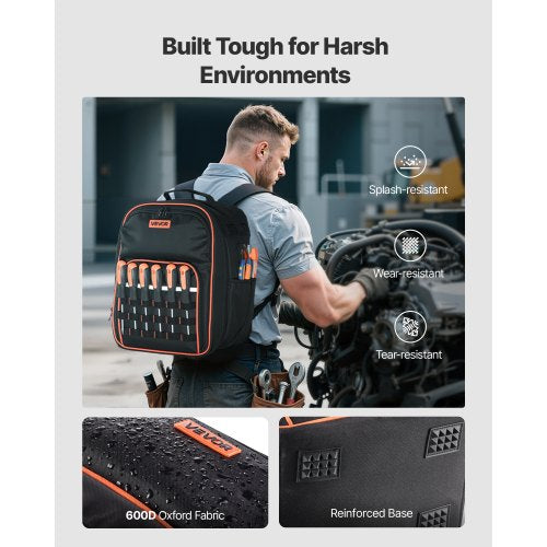 Werkzeugrucksack 49 Taschen Reißfester Arbeitsplatzrucksack für Elektriker