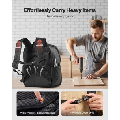 Werkzeugrucksack 49 Taschen Reißfester Arbeitsplatzrucksack für Elektriker
