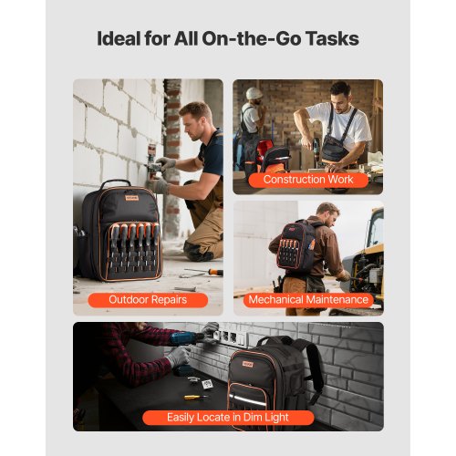 Werkzeugrucksack 49 Taschen Reißfester Arbeitsplatzrucksack für Elektriker