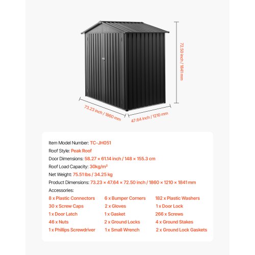 Metal garden shed, 1.8 x 1.2 meters, outdoor storage shed, with 4 ventilation grilles, gray | EU