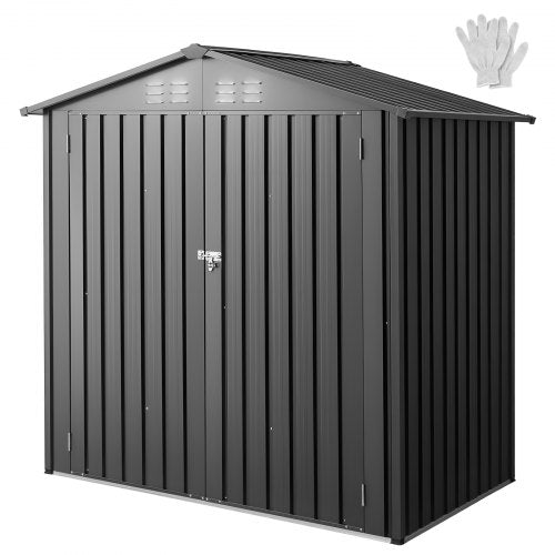 Metal garden shed, 1.8 x 1.2 meters, outdoor storage shed, with 4 ventilation grilles, gray | EU