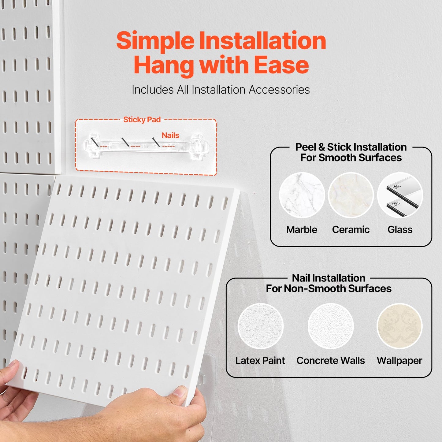Pegboard Combination Kit 11 x 11" Plastic Pegboard 4 Panels for Home White