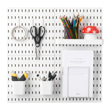 Pegboard Combination Kit 11 x 11" Plastic Pegboard 4 Panels for Home White
