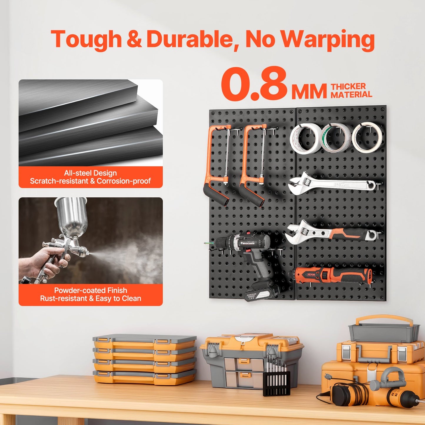 Metal Pegboard Panels 2 Panels 24" x 12" Wall Organizer for Garage Tool