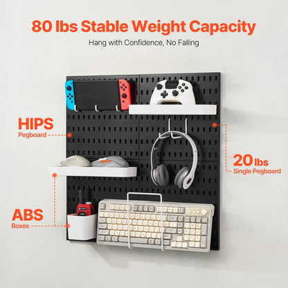 Pegboard Combination Kit 11 x 11" plast Pegboard 4 paneler för hem svart