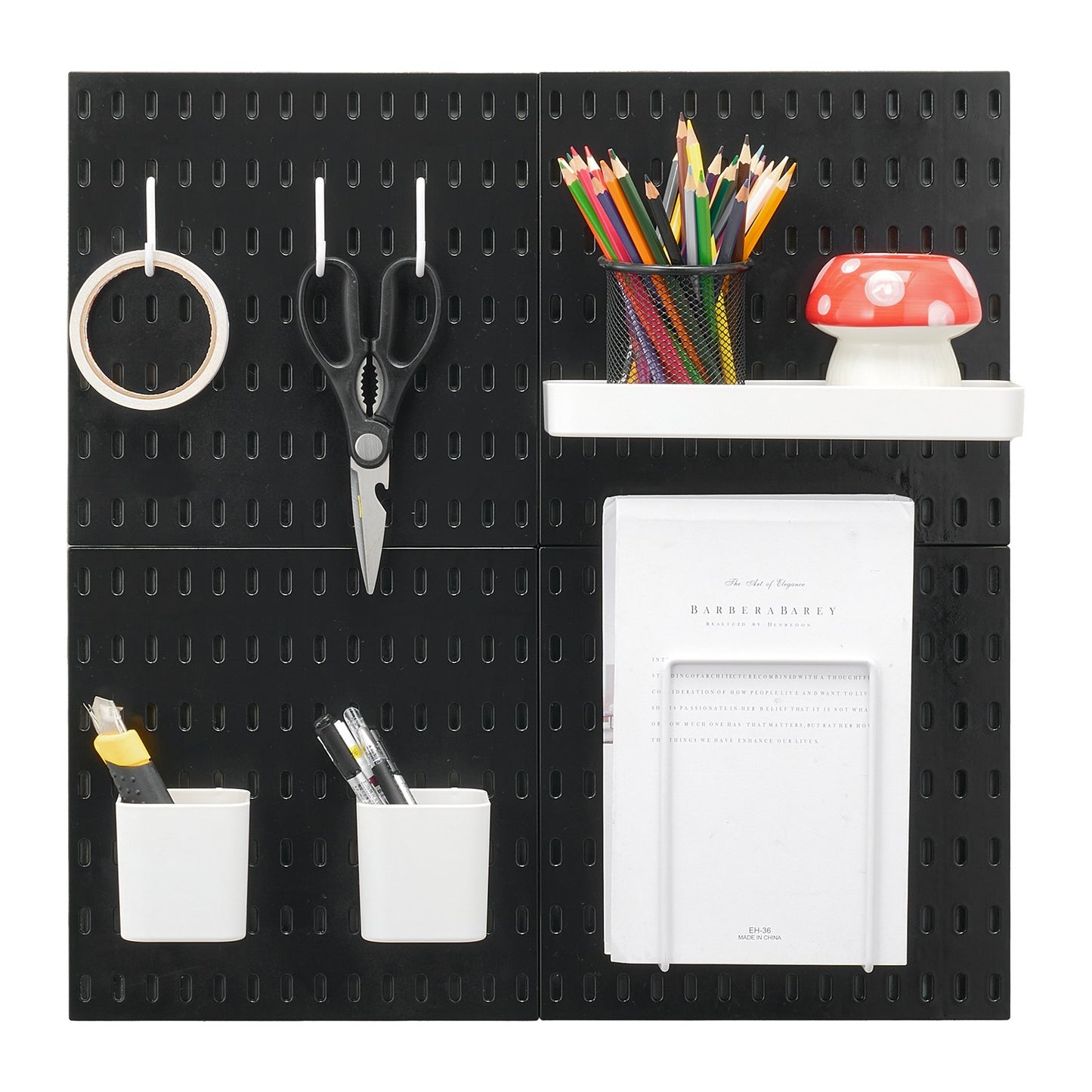 Pegboard Combination Kit 11 x 11" plast Pegboard 4 paneler för hem svart