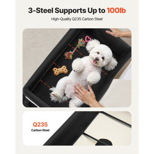 Elevated Lounge Pet Bed Hopfällbar våningssäng för hundar med hjul och sidoväskor L |  EU