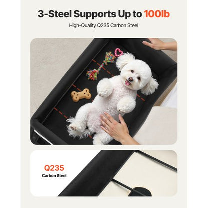 Elevated Lounge Pet Bed Hopfällbar våningssäng för hundar med hjul och sidoväskor L |  EU