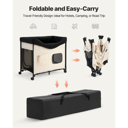 Elevated Lounge Pet Bed Hopfällbar våningssäng för hundar med hjul och sidoväskor L |  EU