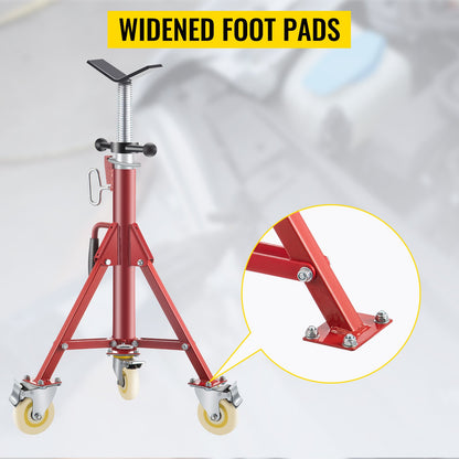 Pipe Stand, Pipe Jack Stand, V Head Pipe Stand Adjustable Height 28-52 Inch, Pipe Jack Stand with Wheels 882 LB, Foldable Portable Pipe Stands 1/8 to 12 Inch Pipe Support, Steel Jack Stand