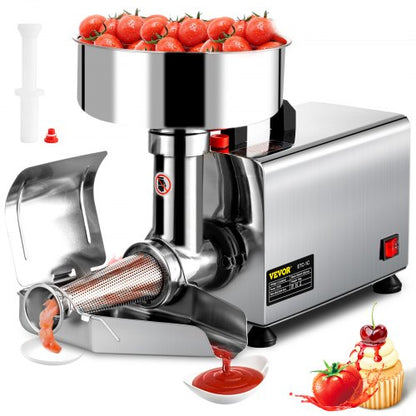 elektrisches Tomatensieb, 370 W, Tomatenmühle aus Edelstahl, Tomatensoßenmaschine, Tomatensoßenmaschine mit reinem Kupfermotor, 90–160 kg pro Stunde für Lebensmittelsieb und Soßenmaschine | EU