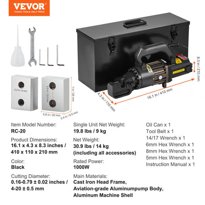1000W elektrisk hydraulisk armeringsskärare skär upp till 3/4 tum #6 4-20mm