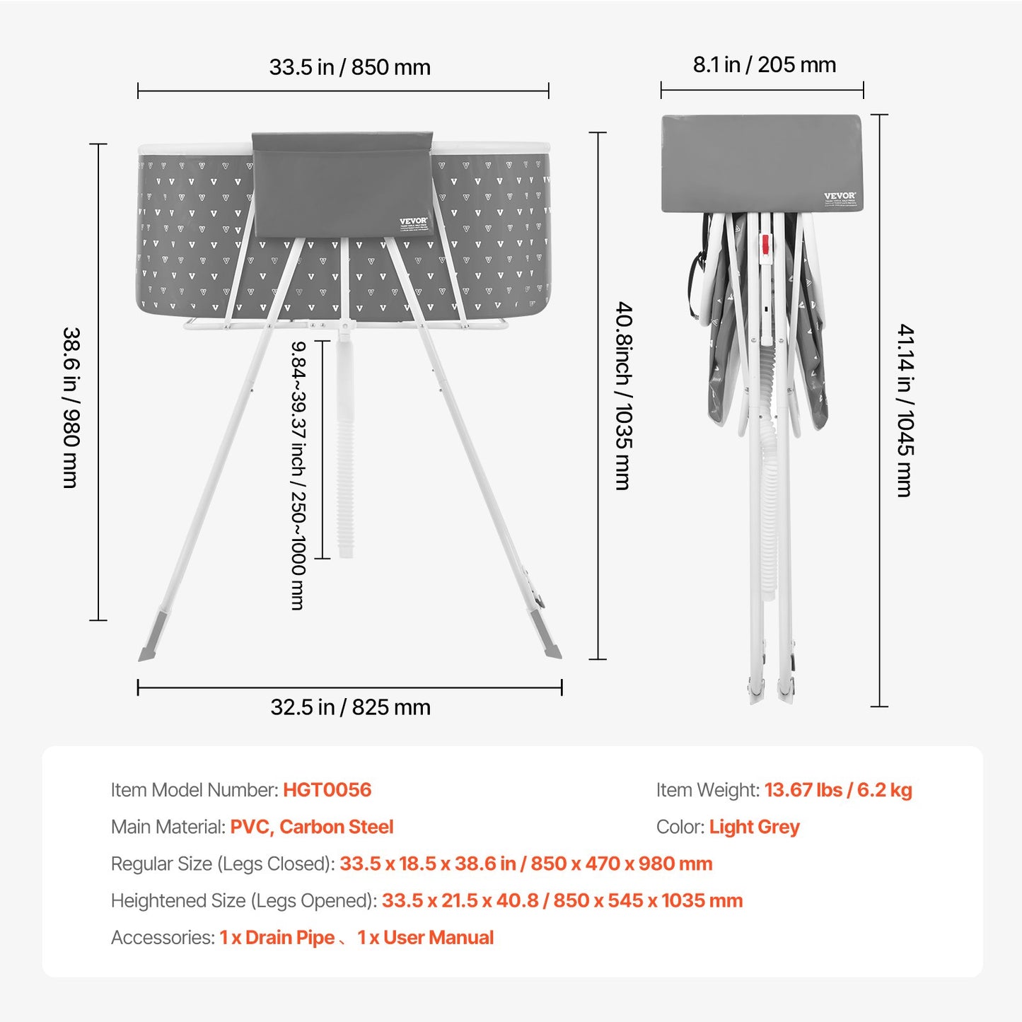 Foldable Dog Bathtub Raised Gray Shower Station for Small and Medium Pets