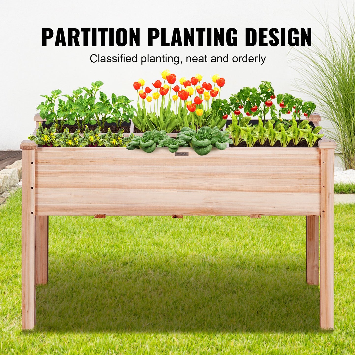 Garden bed with raised planter box 47.2x22.8x30" Flower vegetable herb