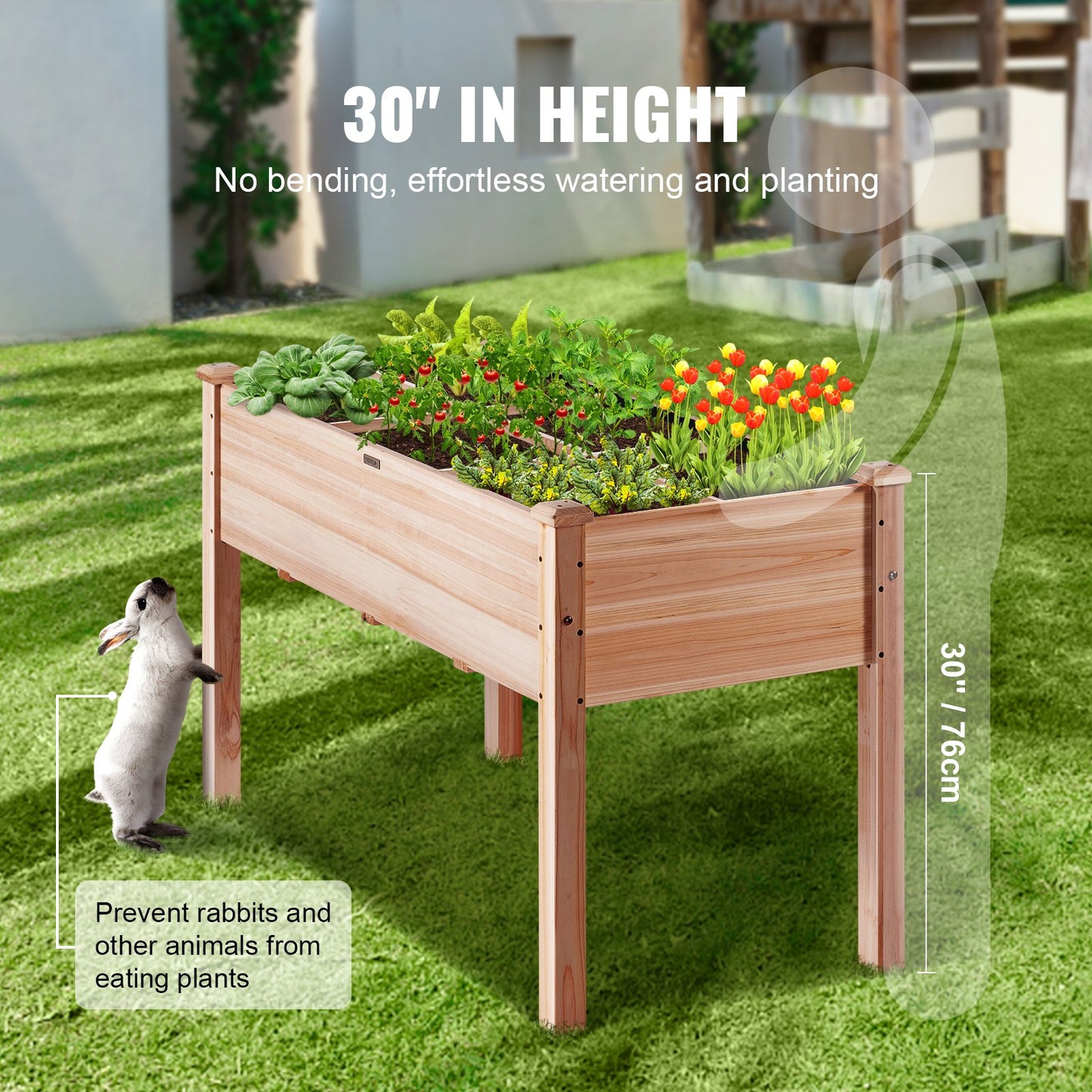 Garden bed with raised planter box 47.2x22.8x30" Flower vegetable herb