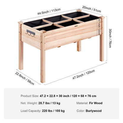 Garden bed with raised planter box 47.2x22.8x30" Flower vegetable herb
