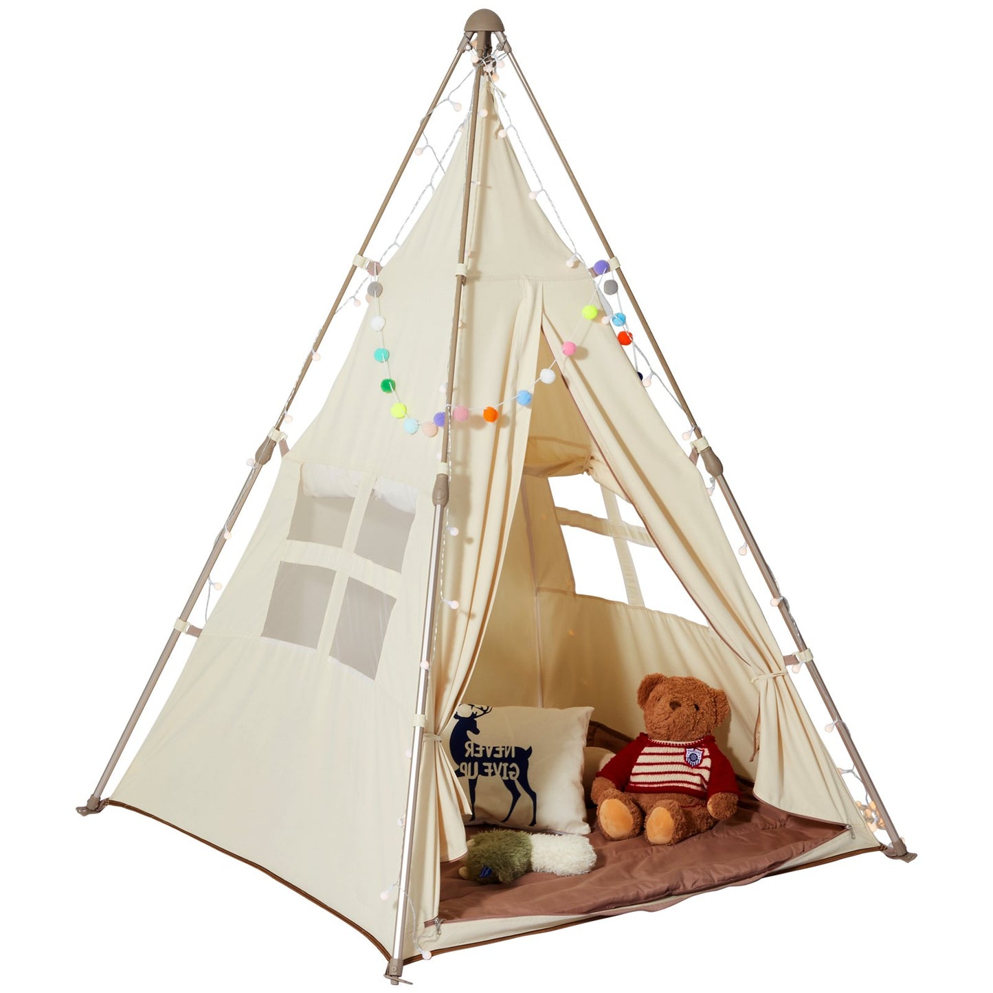 Kids lektält tipi-tält för barn hopfällbart småbarnstält med matta och väska