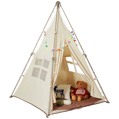 Kids lektält tipi-tält för barn hopfällbart småbarnstält med matta och väska