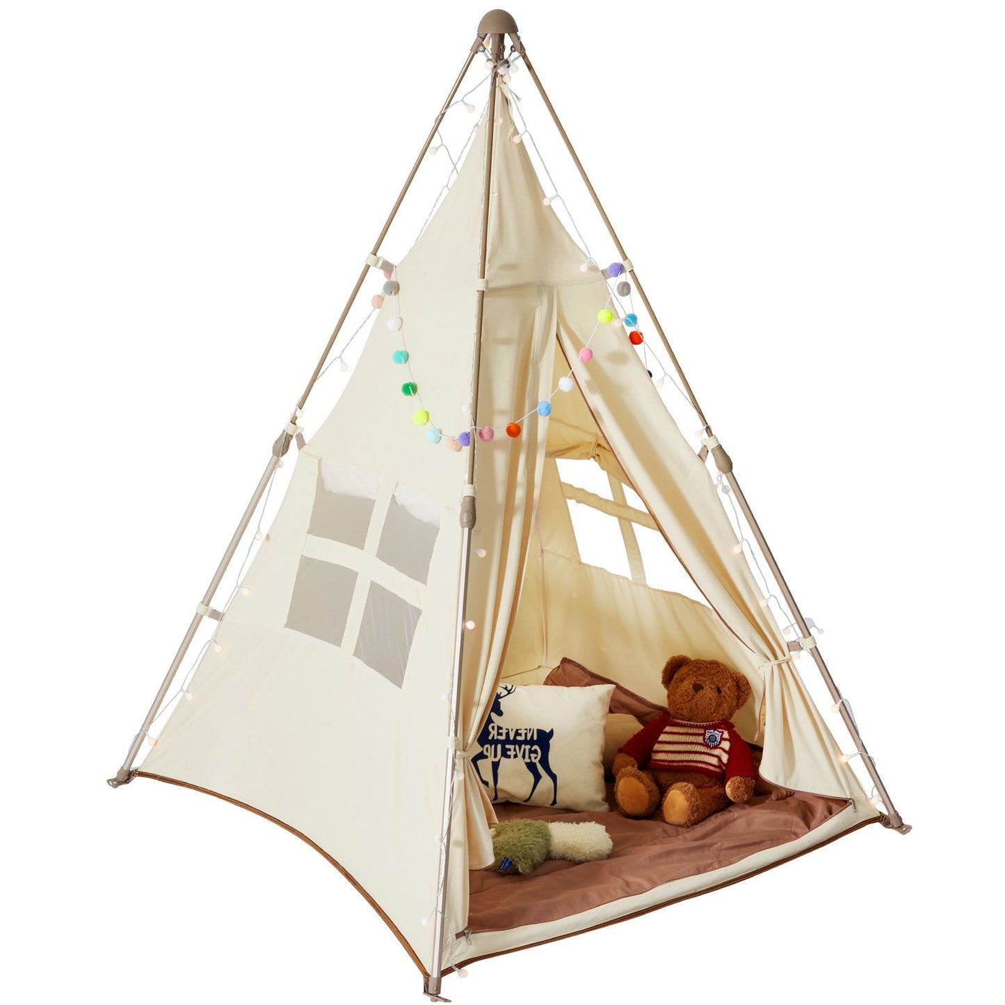 Kids lektält tipi-tält för barn hopfällbart småbarnstält med matta och väska