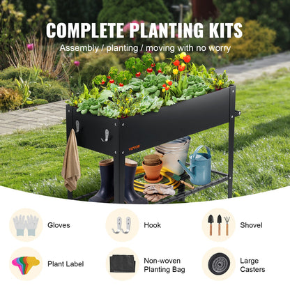 Raised Garden Bed, 42.5 x 19.5 x 31.5 Inch Galvanized Metal Planter Box, Elevated Outdoor Planter Boxes with Legs, for Growing Flowers/Vegetables/Herbs in Backyard/Garden/Patio/Balcony, Black