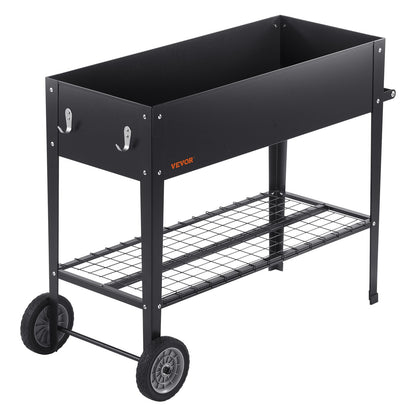 Raised Garden Bed, 42.5 x 19.5 x 31.5 Inch Galvanized Metal Planter Box, Elevated Outdoor Planter Boxes with Legs, for Growing Flowers/Vegetables/Herbs in Backyard/Garden/Patio/Balcony, Black