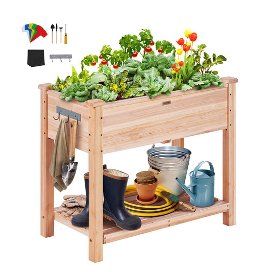 Trädgårdssäng med upphöjd planteringslådan 33,9x18,1x30" Blomma grönsaksört
