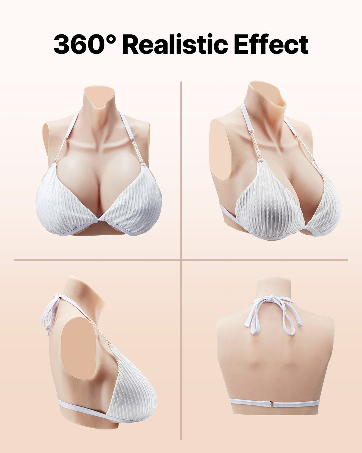 Silicone Breast Forms H-Cup High Neck Fake Breasts for Cosplay Drag Queen