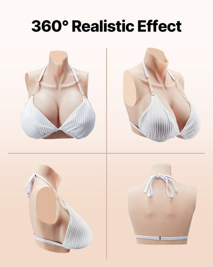Silicone Breast Forms H-Cup High Neck Fake Breasts for Cosplay Drag Queen