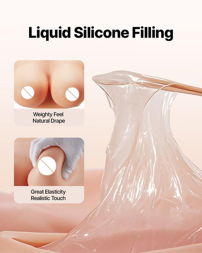 Silicone Breast Plate E-Cup High Neck Fake Breasts for Cosplay Drag Queen