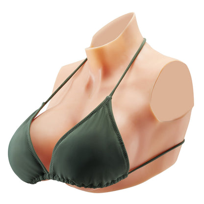 Silicone Breast Plate E-Cup High Neck Fake Breasts for Cosplay Drag Queen