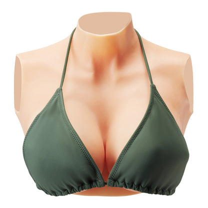 Silicone Breast Plate E-Cup High Neck Fake Breasts for Cosplay Drag Queen