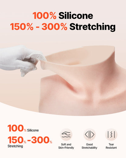 Silicone Breast D-Cup High Neck Fake Boobs for Cosplay Drag Queen