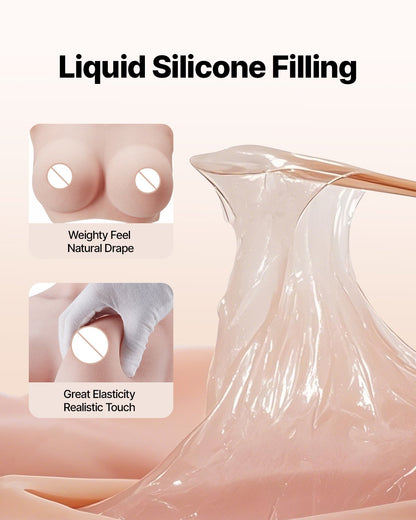 Silicone Breast D-Cup High Neck Fake Boobs for Cosplay Drag Queen