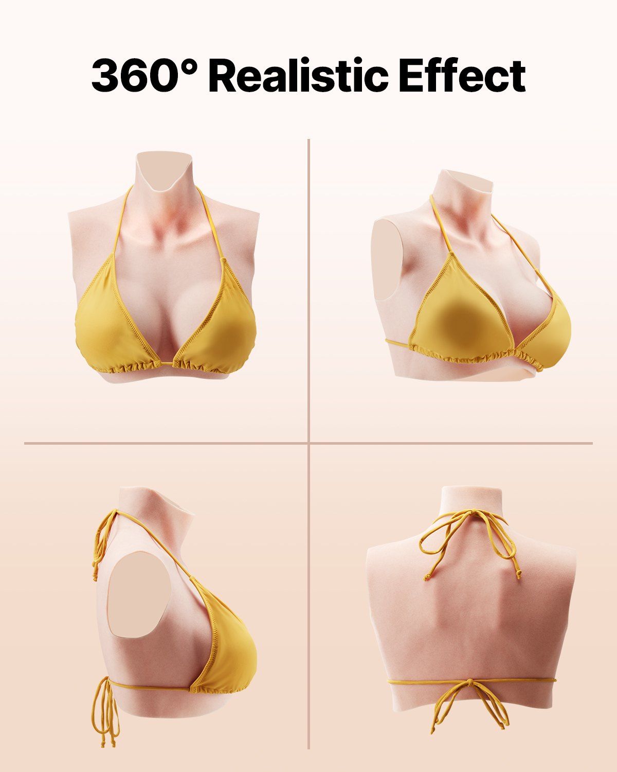 Silicone Breast D-Cup High Neck Fake Boobs for Cosplay Drag Queen