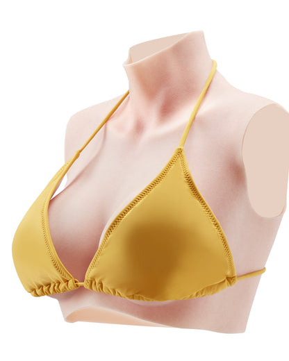 Silicone Breast D-Cup High Neck Fake Boobs for Cosplay Drag Queen