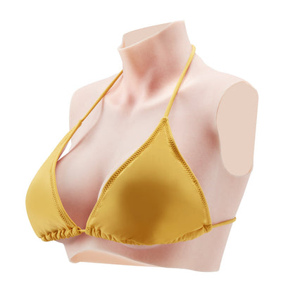 Silicone Breast D-Cup High Neck Fake Boobs for Cosplay Drag Queen