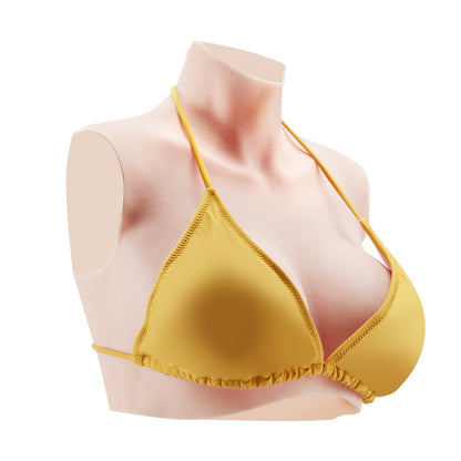 Silicone Breast D-Cup High Neck Fake Boobs for Cosplay Drag Queen