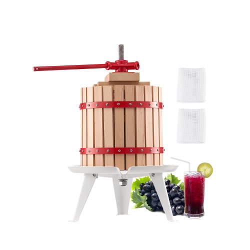 Fruit Wine Press Manual Press for Winemaking 3.2 Gal/12L Wood Basket